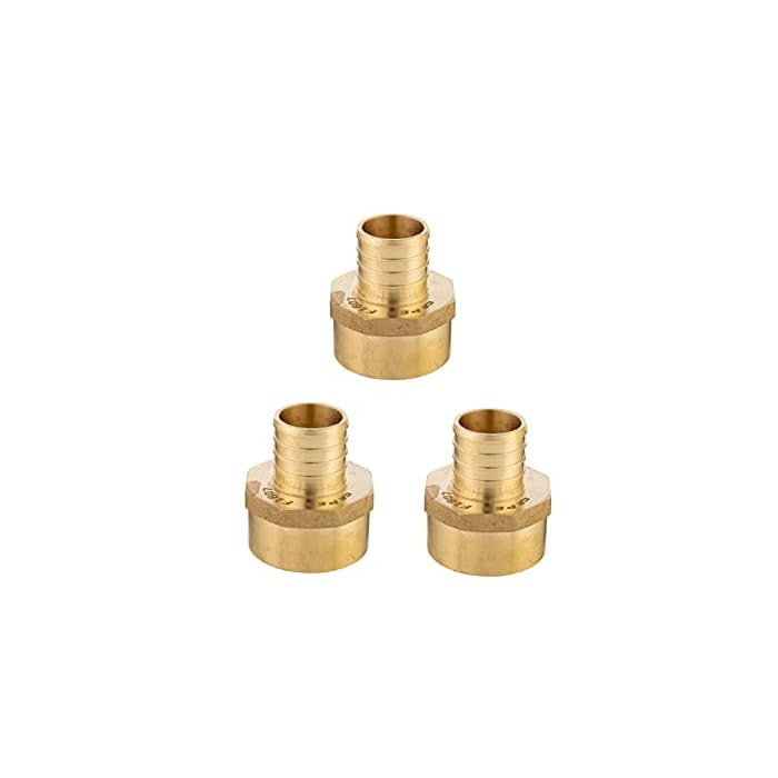 (Pack of 3) EFIELD Barb Crimp Pex 1 Inch x 1 Inch Female NPT Adapter Brass Fittings, ASTM F1807