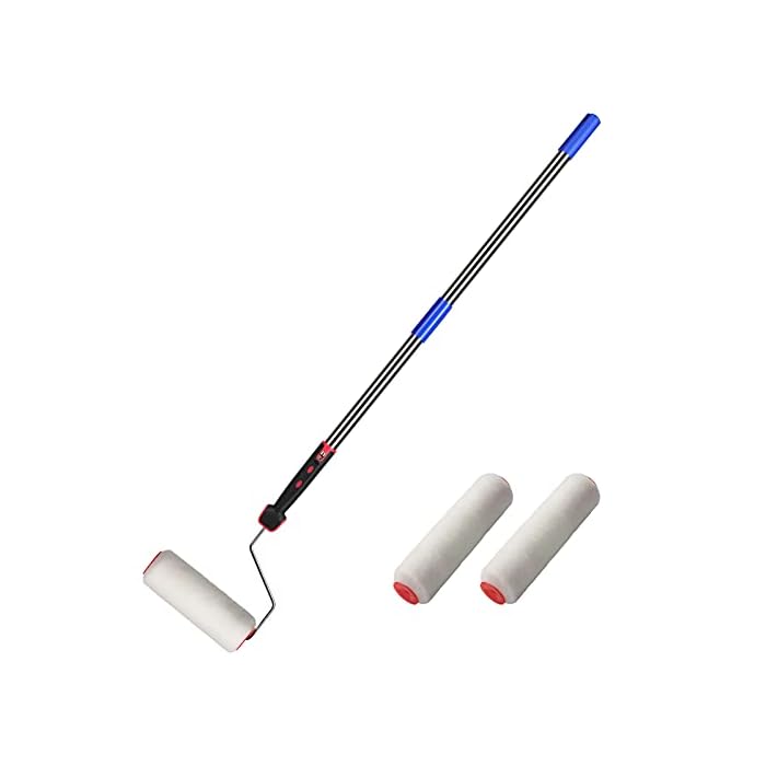 4FT Paint Roller Brush kit, Multi-Function Paint Roller kit with House Paint Roller Brush 4 FT Stainless Steel Pole, New Splicing Rod, Mural Brush for Walls and Ceiling (White)