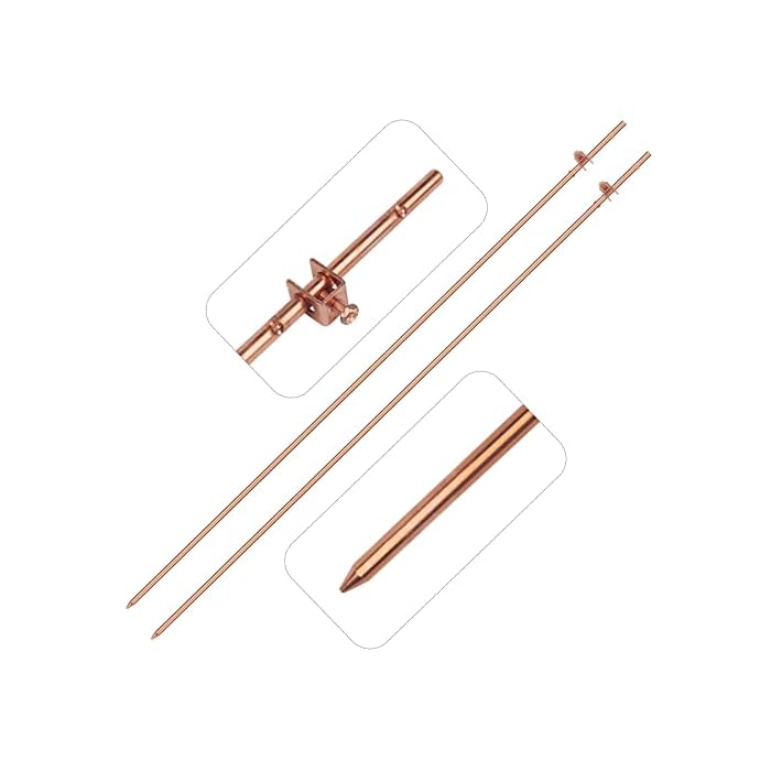 2-Pack Ground Rod 3/8?x4?, Grounding Stake, Electrical Fence Antenna Electrode Satellite Dish TV Aerial Electrical Wire Lightning Rod Grounding Bar Copper Grounding Rod