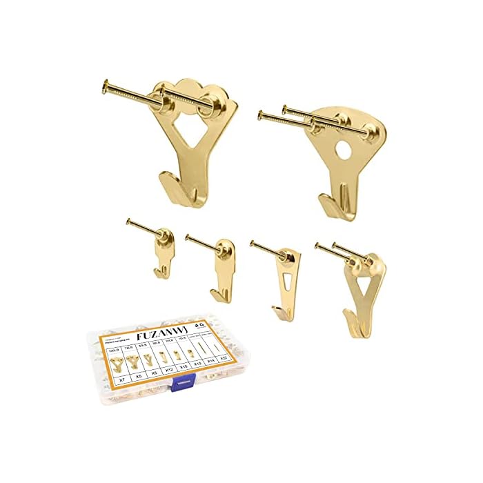 120pcs Picture Hangers, FUZANWJ Picture Hanging kit, Picture Hanging Hooks with Nails, Professional Picture Hooks Hardware for Wall Mounting, Holds 10-100 lbs