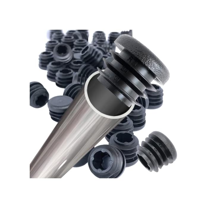 EZends 3/4 Inch Round Plastic Plug / 14-20 Gauge /10 Pack/Black Plastic End Caps/Durable Chair Glide Inserts for Chair Legs/Chair Leg Caps/Furniture Feet Protectors/Round Plastic Caps
