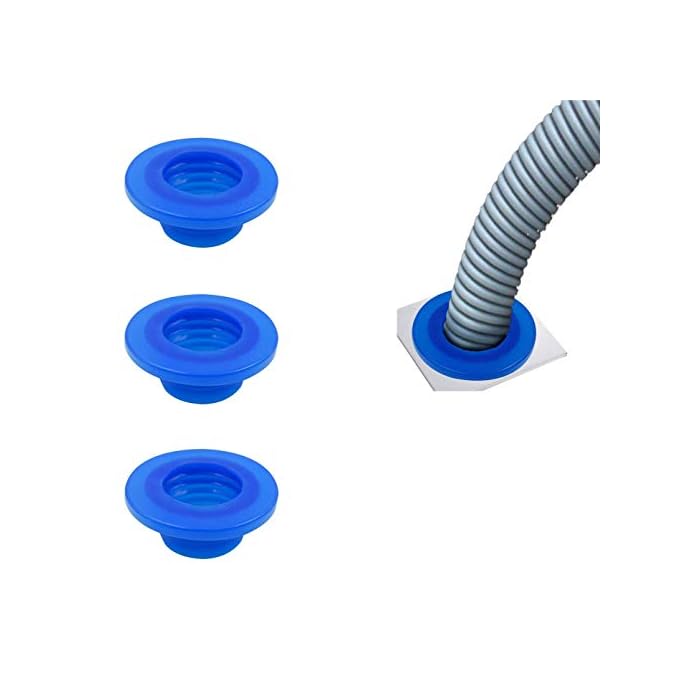 3 Pack Blue Soft Round Drain Pipe Hose Deodorant Silicone Plug Sewer Seal Ring for Washing Machine Laundry Room Bathroom Bathtub