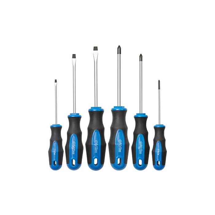 6PCS Magnetic Tip Screwdriver Set, 3 Phillips and 3 Flat, Professional Cushion Grip | 6-Piece Hand Tools Set