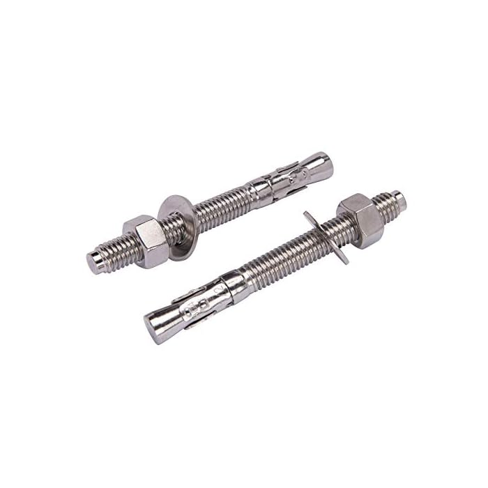1/2? X 4-1/2? Stainless Wedge Anchor (5pc), 18-8 Stainless Steel Corrosion Resistant Commercial Grade Washers and Nuts Included Choose Size by Bolt Dropper