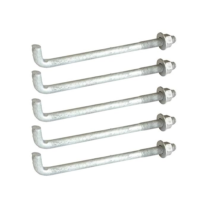 10? x 1/2? ? Anchor Bolt ? Galvanized Concrete Fastener- with Nut + Washer. Cement Post Anchor