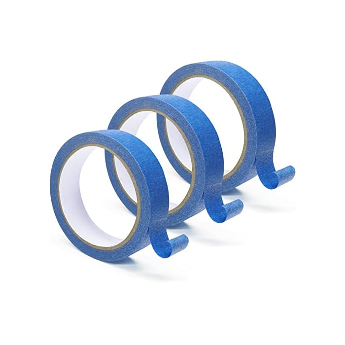 3 Rolls Blue Painters Tape, Multi-Surface Medium Adhesive Paint Tape, Blue Masking Tape for DIY Crafts, Arts, Decorations, Safe Wall Painting, Labeling, Edge Finishing ? 1 inch x 22 Yards (66FT)