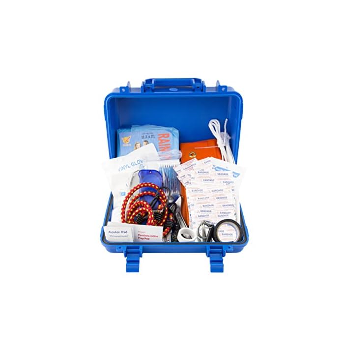 Always Prepared Marine First Aid Kit ? Waterproof Storage Case with First Aid Kit & Emergency Survival Supplies ? Ideal for Boats, Sailing and Coastal Guard Approved