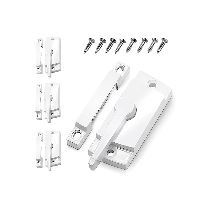 4 Pack Window Locks, Window Sash Locks, Window Latches Replacement, Window Locks for Vertical Sliding Windows, Cam Sash Lock with Diecast Construction, Window Stoppers for Vertical Windows.