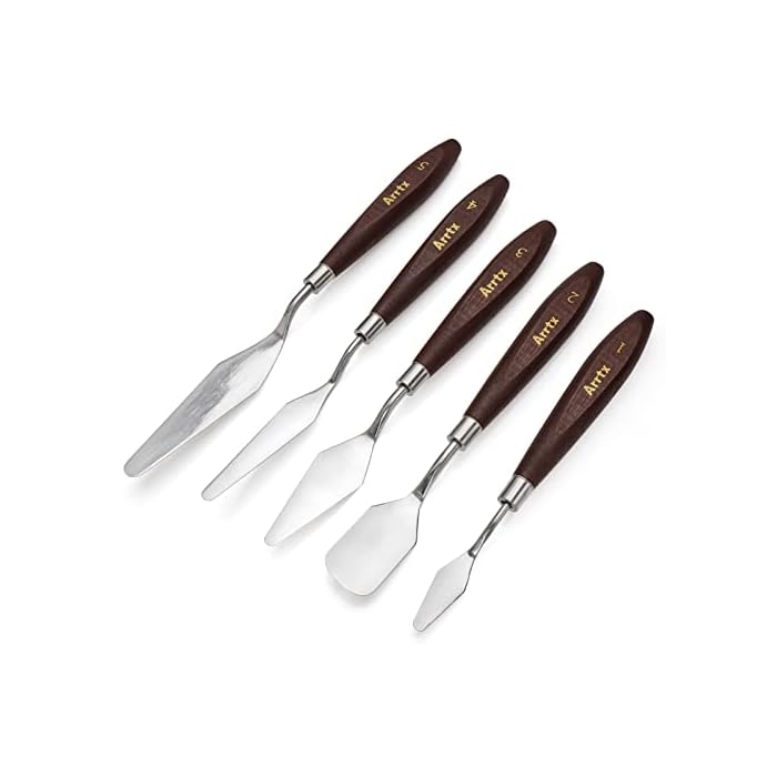 5 Pieces Painting Knives Stainless Steel Spatula Palette Knife Oil Painting Accessories Color Mixing Set for Oil, Canvas, Acrylic Painting-Lightwish