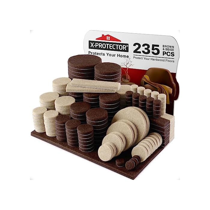 235 pcs Felt Furniture Pads Brown & Beige X-Protector! Huge Quantity of Furniture Pads for Hardwood Floors ? Your Ideal Wood Floor Protectors for Furniture. Protect Any Type of Hard Floor!