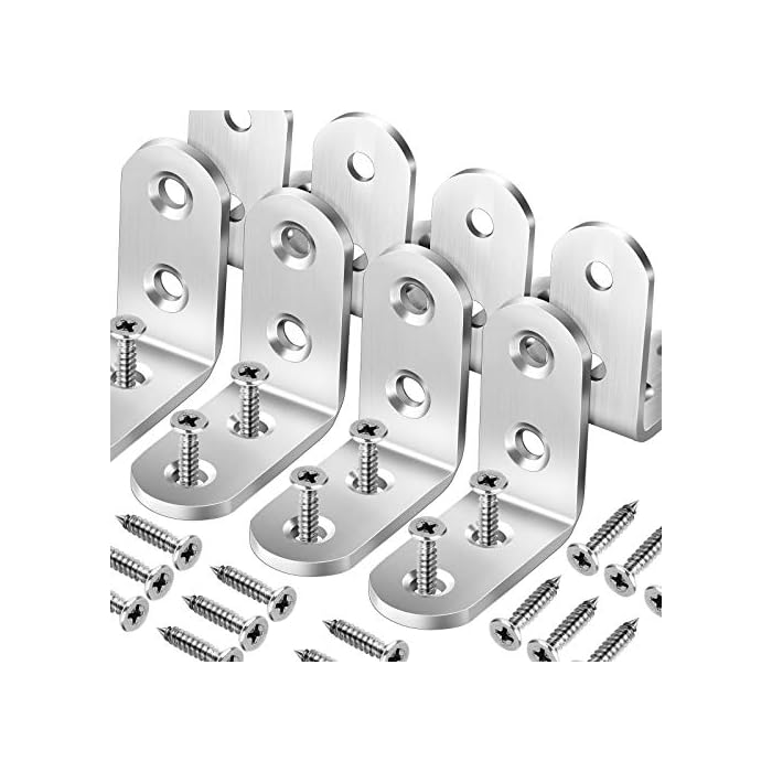 8 PCS Heavy Duty Corner Brace, FANDAMEI 40x40mm Stainless Steel Joint Right Angle Brackets with Screws, 90 Degree Wall Brackets Hanger for Shelves, Tables, Dressers, Chairs, Silver