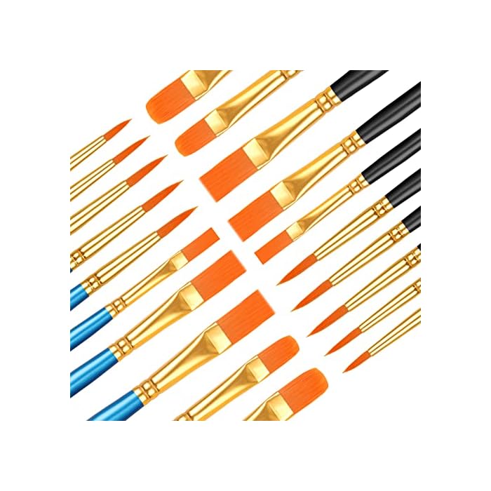 20 Pcs Paint Brush Set for Acrylic Painting, Watercolor Brushes, Acrylic Paint Brushes for Acrylic Oil Watercolor, Miniature Detailing, and Rock Painting