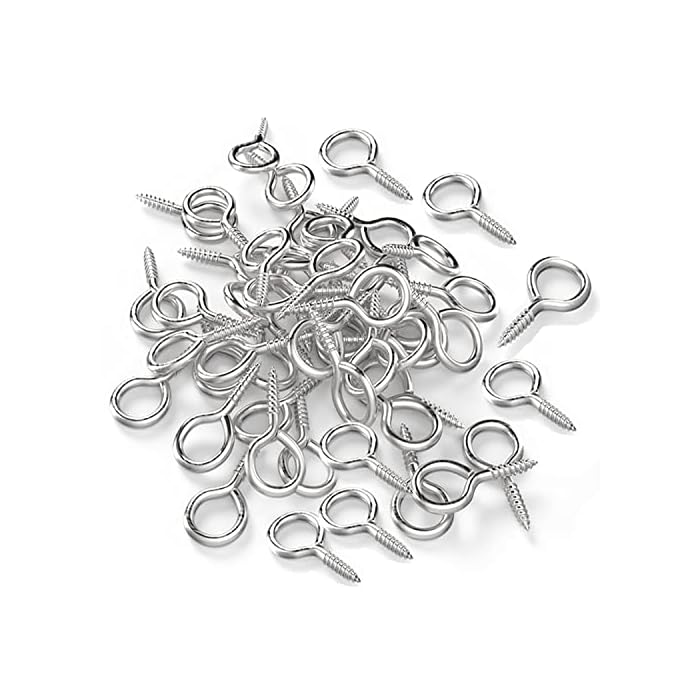 Axe Sickle Silver 1 inch Screw Eyes Metal Eye Hooks Small Eyelet Screws, 100 Pcs