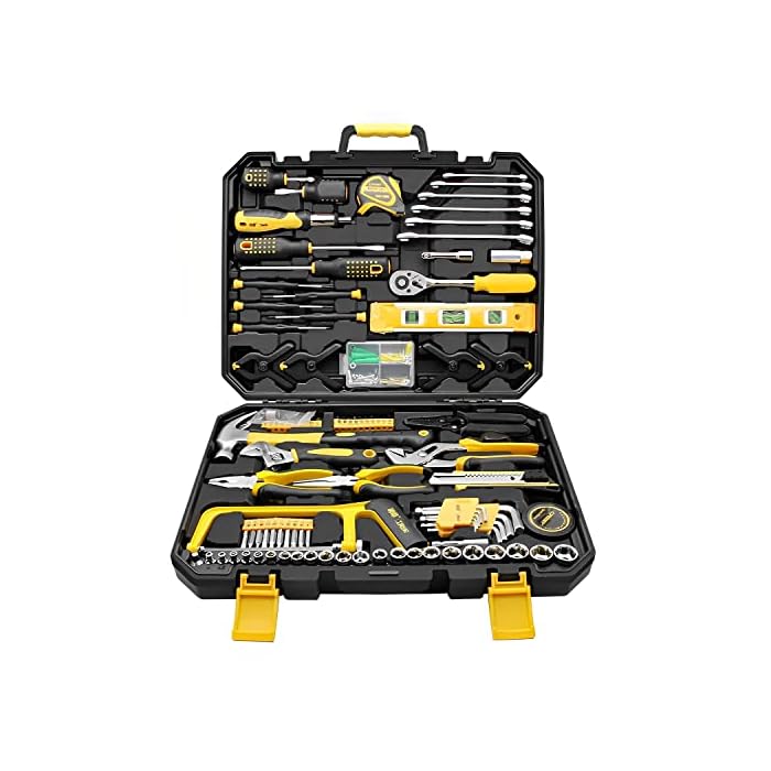 168 Piece Socket Wrench Auto Repair Tool Combination Package Mixed Tool Set Hand Tool Kit with Plastic Toolbox Storage Case