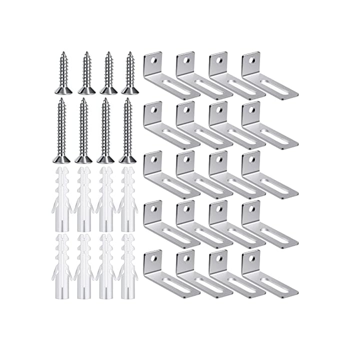 20 Set Whiteboard Installation Hardware Kit Wall Hanging Kit Mounting Brackets Include Hanger Supports, Screws and Expansion Tube for Hanging Whiteboard School Office Supplies