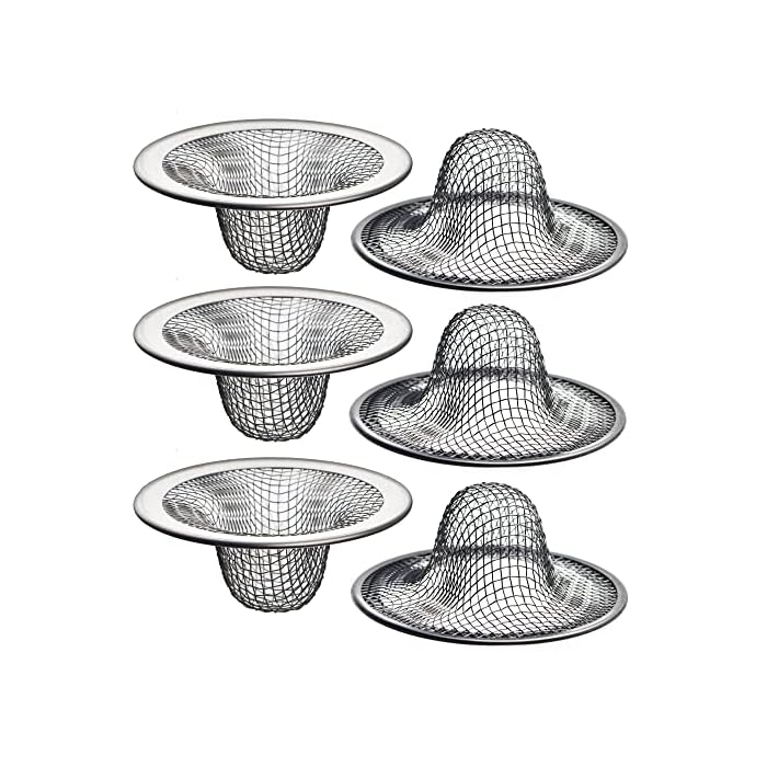 6 Pack ? 2.125? Top / 1? Basket- Mesh Sink Drain Strainer Hair Catcher for Bathroom Sink, Utility, Slop, Laundry, RV and Lavatory