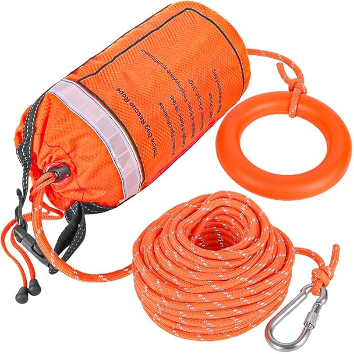 AnKun Water Rescue Throw Bag with 50/70/98FT Length of Rope in 3/10In Tensile Strength Rated to 1844lbs, Emergency Rescue Rope for Kayaking, Boating, Fishing, Rafting, High Visibility Safety Equipment