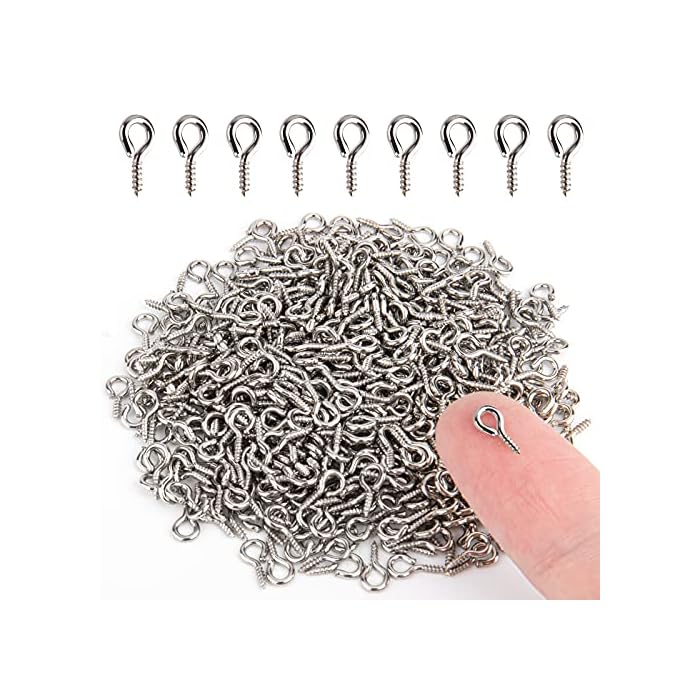 500PCS Small Screw Eye Pins, 4 x 8mm Small Eye Hooks for Jewelry Making, Eyelets Screw Threaded Clasps Hooks for Doing Art DIY, Mini Metal Hoop Peg/Bracelet Connectors Excellent Jewelry Eye Screws